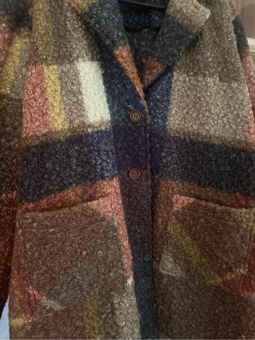 CHARLIE B Multi-Color Plaid Teddy Jacket in Brown, Rust, Cream, Gray - Picture 2 of 10